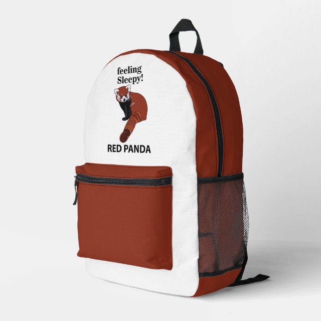 Red Panda Feeling Sleepy Funny Red Panda Printed Backpack (Back Corner Right)