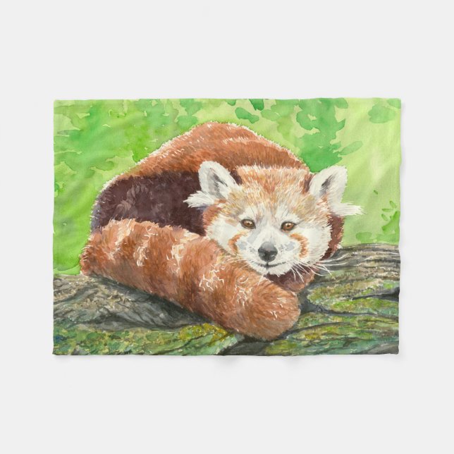 Red panda fleece blanket (Front (Horizontal))