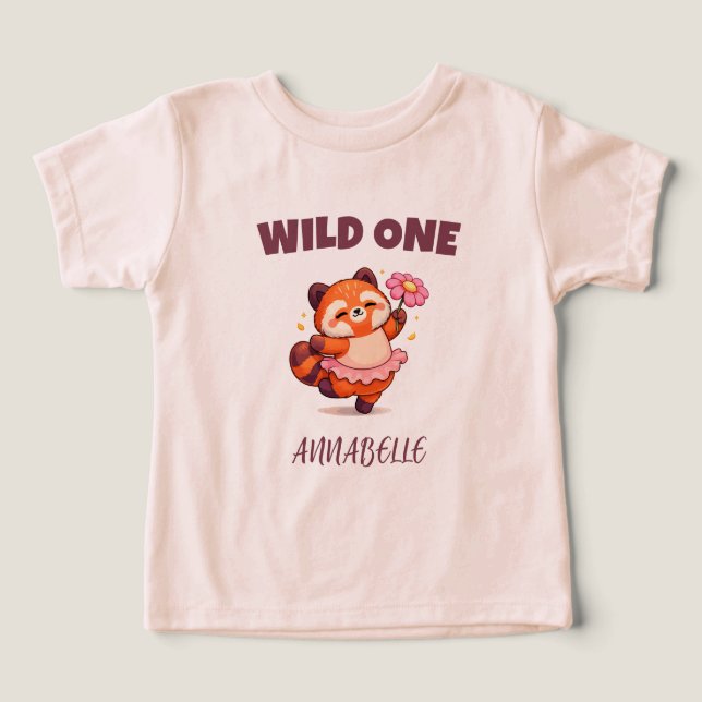 Red Panda Flower First Birthday Girl (Design Front)