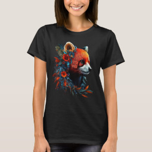 Red Panda Flowers Art Animals Artwork T-Shirt
