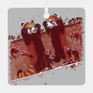 Red Panda Fury Metal Tree Decoration