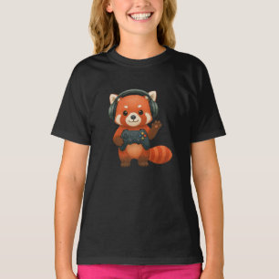 Red Panda Gamer, Gaming Controller & Headphones  T-Shirt