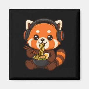 Red Panda Gaming Gamer Eating Ramen Magnet