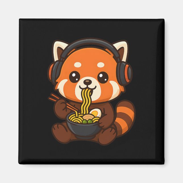 Red Panda Gaming Gamer Eating Ramen  Magnet (Front)