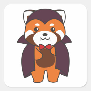 Red Panda Halloween Cute Devil Vampire Costume Squ Square Sticker