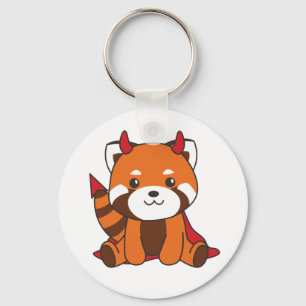 Red Panda Halloween Cute Devil Witch Costume Keych Key Ring