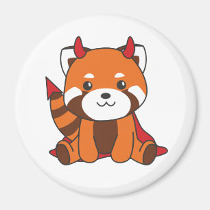 Red Panda Halloween Cute Devil Witch Costume Magnet