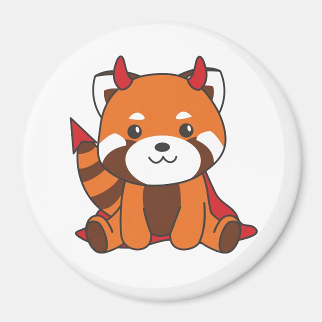 Red Panda Halloween Cute Devil Witch Costume Magnet (Front)