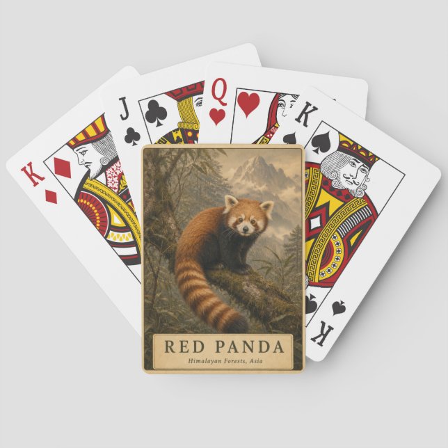 Red Panda Himalayan Forest VINTAGE Playing Cards (Back)