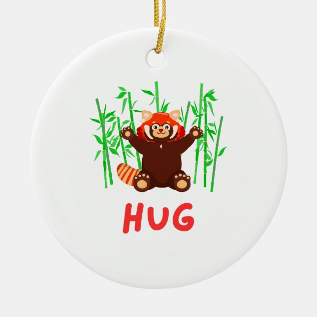 Red panda: HUG Ceramic Tree Decoration (Front)