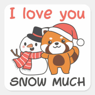 Red Panda I Love You Snow Much Snow Pun Square Sti Sticker