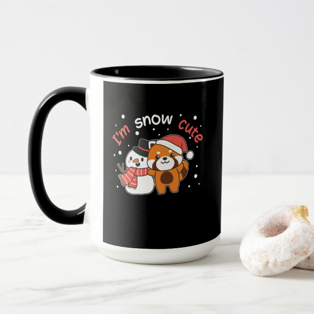 Red Panda I'm Snow Cute Snowman Snow Pun Mug (With Donut)
