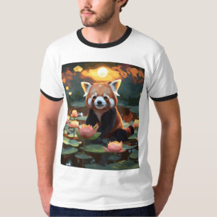 Red panda in lotus pond T-Shirt