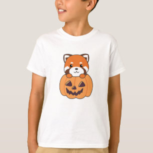 Red Panda In Pumpkin Cute Pandas Happy Halloween T-Shirt