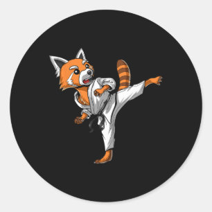 Red Panda Karate Ninja Martial Arts Kickboxing Tae Classic Round Sticker