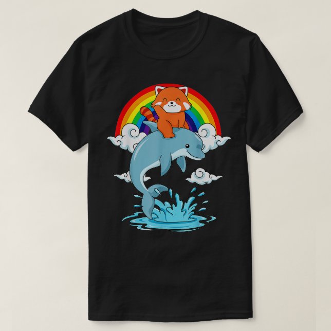 Red Panda Kids Dolphin T-Shirt (Design Front)