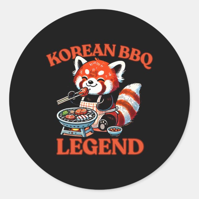 Red Panda Korean Bbq Legend  Classic Round Sticker (Front)