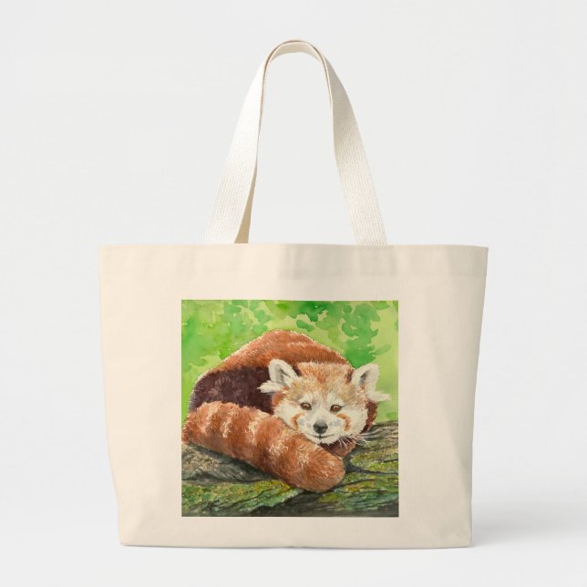 Red panda large tote bag (Front)