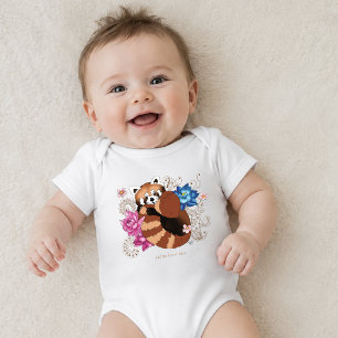 Red Panda Lotus Flower Henna Baby Bodysuit