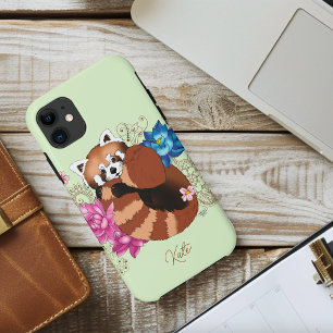 Red Panda Lotus Flowers Henna Case-Mate iPhone Case
