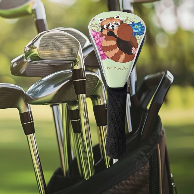 Red Panda Lotus Flowers Henna Golf Head Cover (Creator Uploaded)