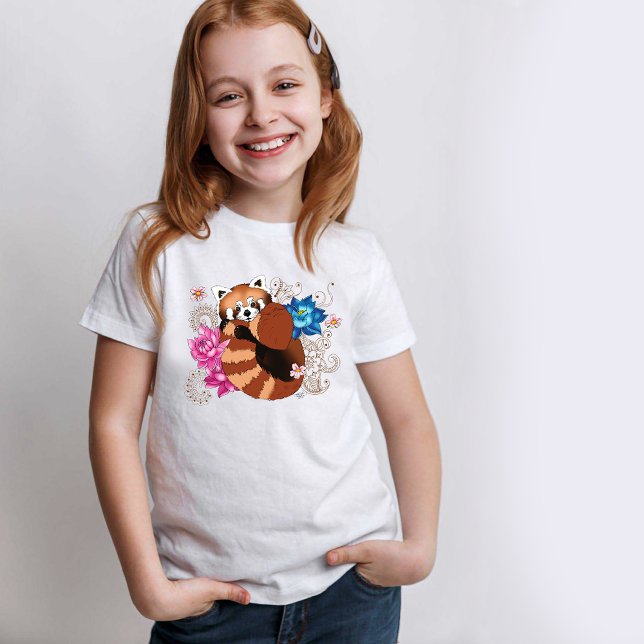 Red Panda Lotus Flowers Henna T-Shirt (Creator Uploaded)