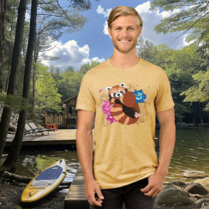 Red Panda Lotus Flowers Henna Tri-Blend Shirt