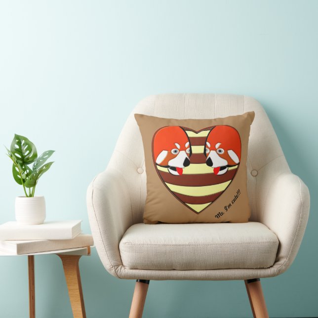 Red Panda Love heart Cushion (Chair)