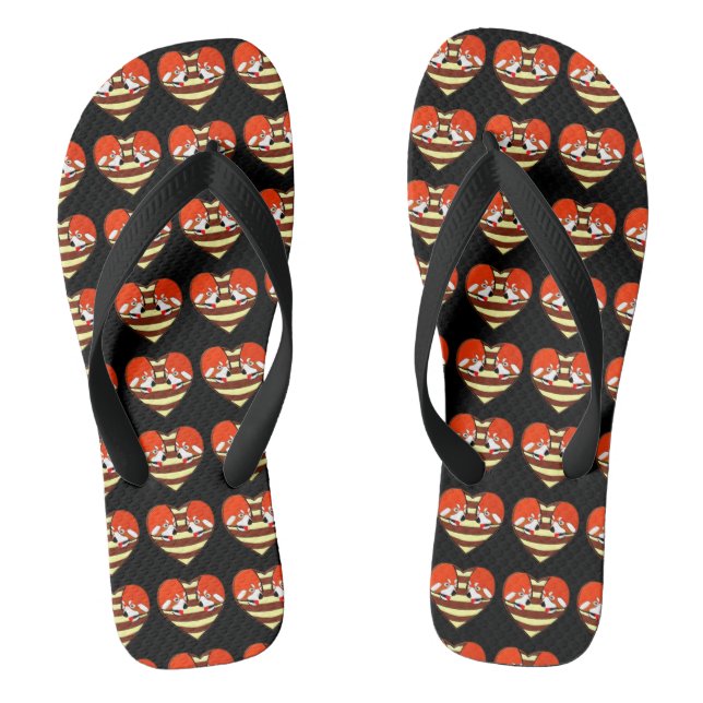 Red Panda Love heart Jandals (Footbed)