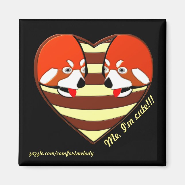 Red Panda Love heart Magnet (Front)