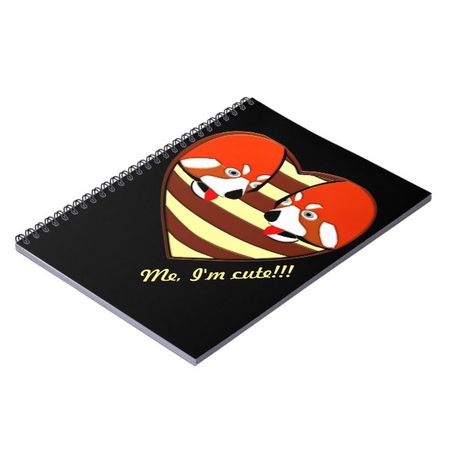 Red Panda Love heart Spiral Notebook (Left Side)