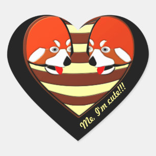 Red Panda Love heart Sticker