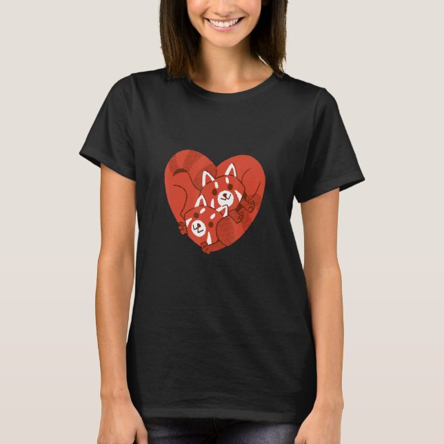 Red Panda Love  Pandas Cute Animals Bears T-Shirt (Front)