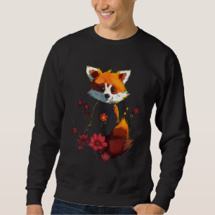 Red Panda Lover Artwork Animal Flower Red Panda Sweatshirt
