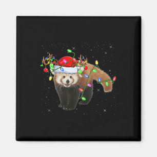 Red Panda Lover Xmas Lighting Santa Red Panda Chri Magnet