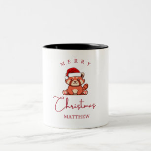 Red panda: Merry Christmas Matthew Two-Tone Coffee Mug