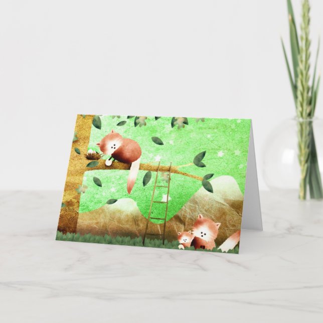 Red Panda mountain - greeting card (Front)