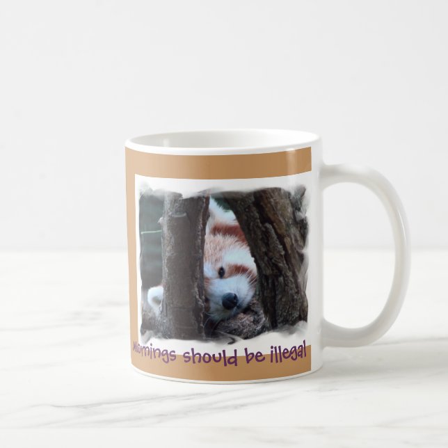 Red Panda Mug -  "Mornings Should Be Illegal" (Right)
