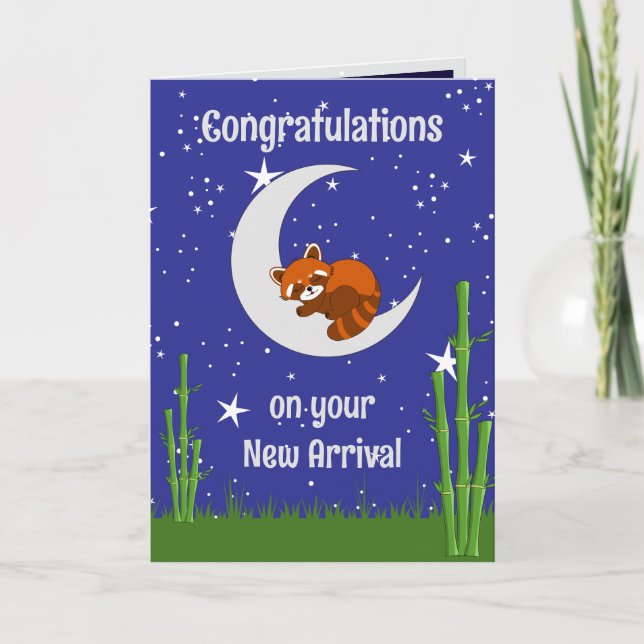 Red Panda New Baby Folded Greeting Card (Front)