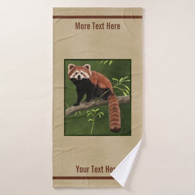 Red Panda On Old Paper Bath Towel (Bath Towel)