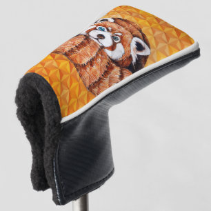 Red panda on orange Cubism Geomeric Golf Head Cover
