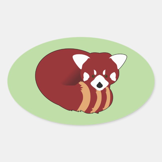 Red Panda Oval Sticker (Front)