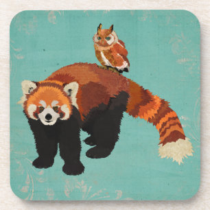 Red Panda & Owl Coaster