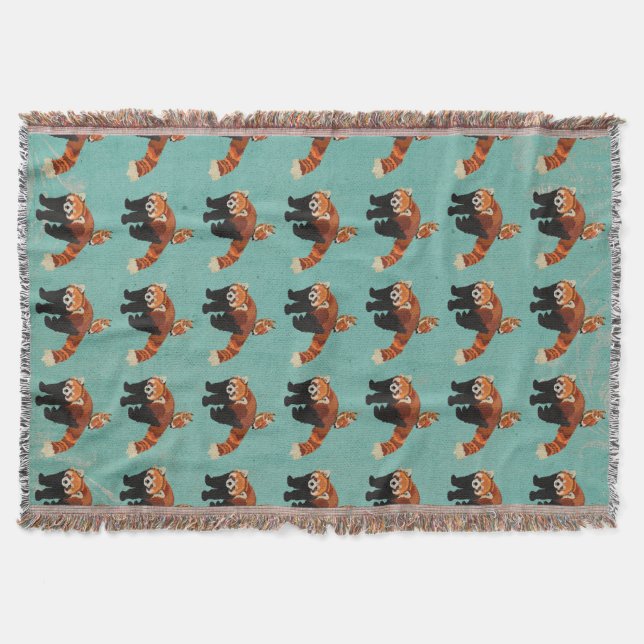 Red Panda & Owl Throw Blanket (Front)