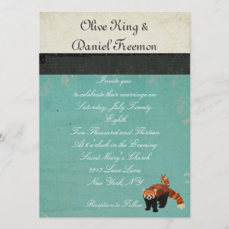 Red Panda & Owl Wedding Invitation