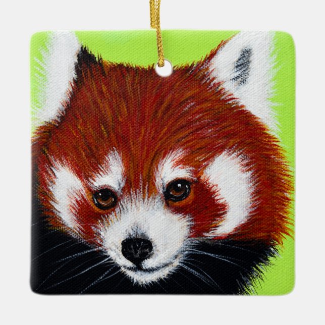 Red Panda Painting Ceramic Ornament (Front)