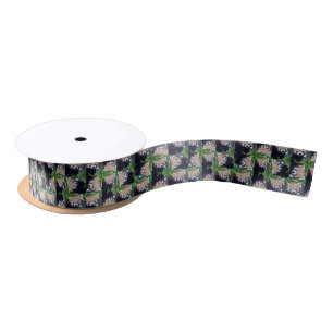 Red Panda Pattern Satin Ribbon