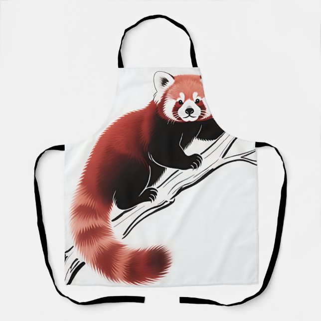 Red Panda Perched Branch Apron (Front)