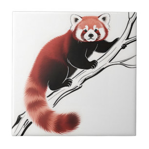 Red Panda Perched Branch Tile