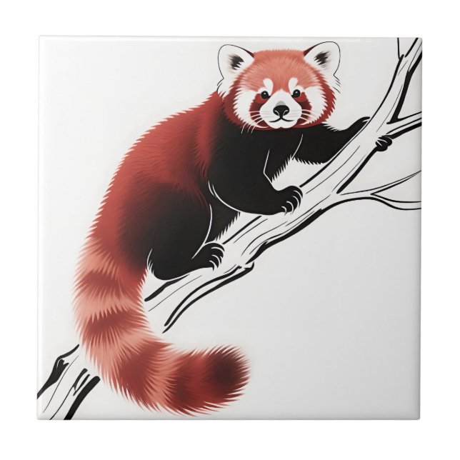 Red Panda Perched Branch Tile (Front)